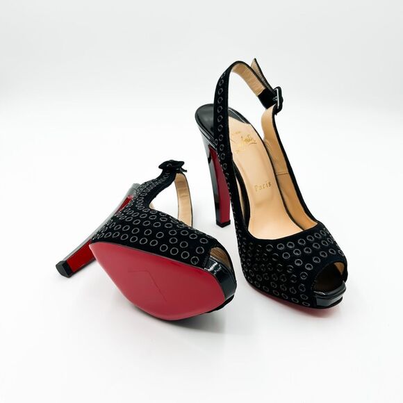 Christian Louboutin Heels Aicha Slingback Leather Platform Pumps EU 37 US 7 - Picture 1 of 11